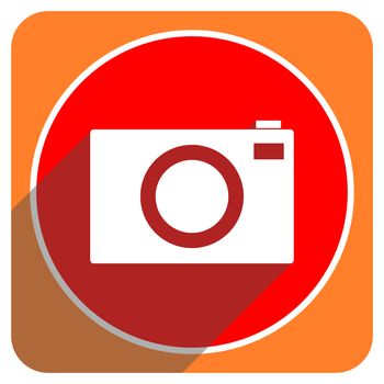 camera red flat icon isolated