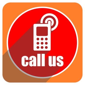 call us red flat icon isolated
