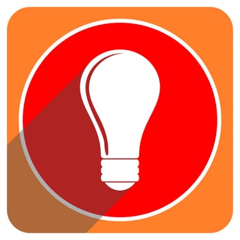 bulb red flat icon isolated