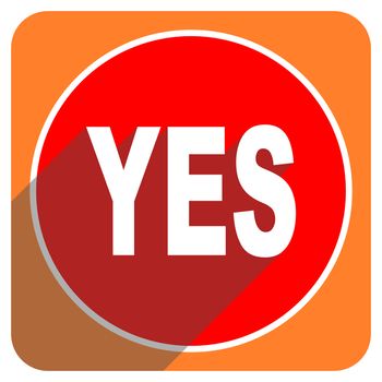 yes red flat icon isolated