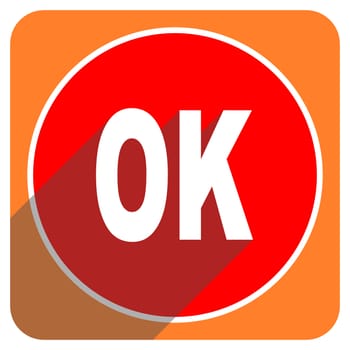 ok red flat icon isolated