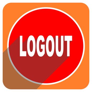logout red flat icon isolated