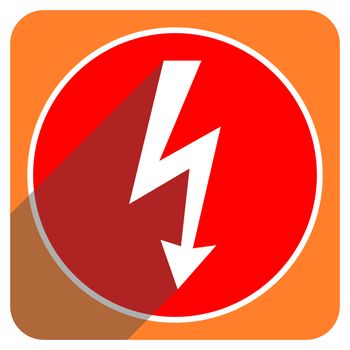 bolt red flat icon isolated