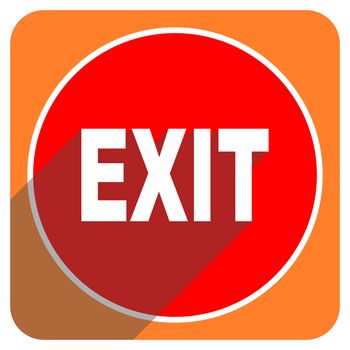 exit red flat icon isolated