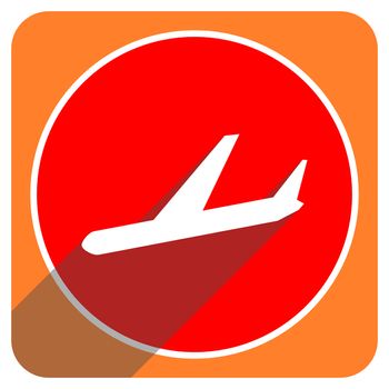 arrivals red flat icon isolated