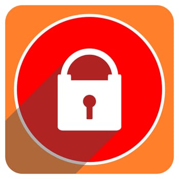 padlock red flat icon isolated