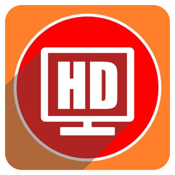 hd display red flat icon isolated