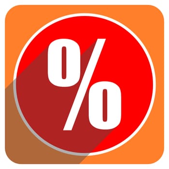 percent red flat icon isolated