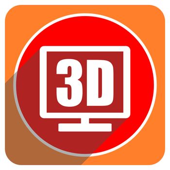 3d display red flat icon isolated