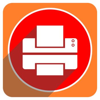 printer red flat icon isolated