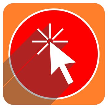 click here red flat icon isolated