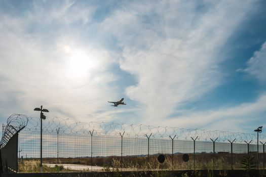 Aircraft takeoff from Catania Airport Sicily