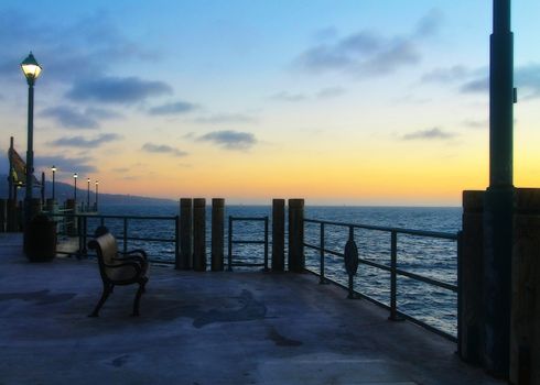 Beautiful sunset at Redondo beach pier.