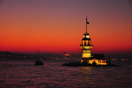 Maiden's Tower in Red Sunset