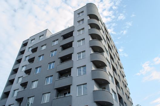 Exterior of residential building sunrise view