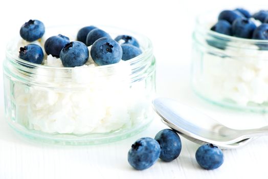 Desert with ricotta cheese and blueberry