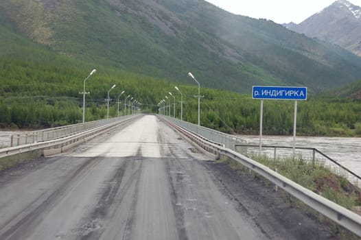 Indigirka river bridge Kolyma state highway Russia