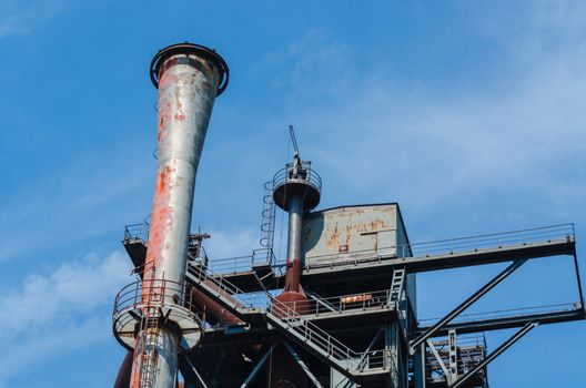 Landscape Park Duisburg Nord, the former blast furnace in Duisburg Gemany was closed in 1985. 
The old industrial site was opened to the public. 
Consisting of three blast furnaces and various industrial buildings.
Images courtesy of the Press Office.
View of blast furnace.


