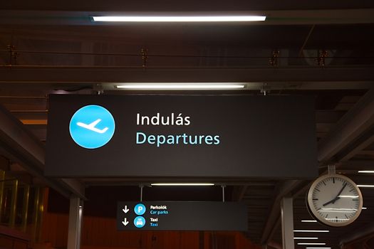 Departures sign at an airport