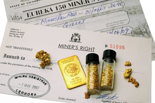 Australian mining permit issued by the police to have the right to seek gold in Australian soil