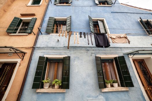 Lovely buildings in Burano Island, Venice Italy