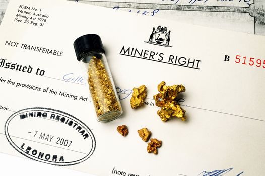 Australian mining permit issued by the police to have the right to seek gold in Australian soil