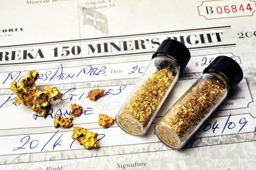 Australian mining permit issued by the police to have the right to seek gold in Australian soil