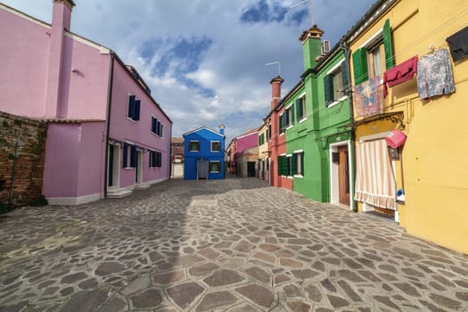 Lovely buildings in Burano Island, Venice Italy
