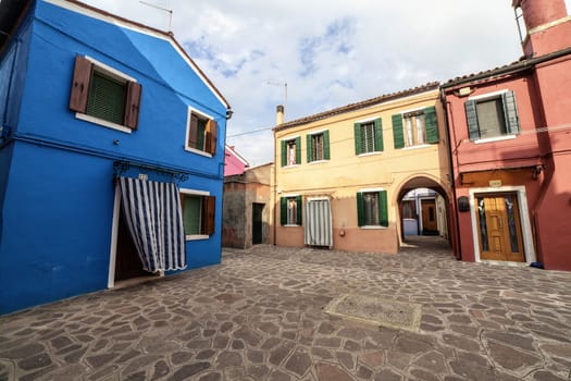 Lovely buildings in Burano Island, Venice Italy