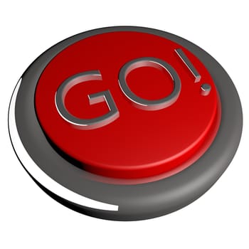 Go button in close up, 3d render