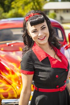 THORNCLIFF CALGARY CANADA, SEPT 13 2014: The annual Show and Shine with Pin Up Girls "Cars before 1964"