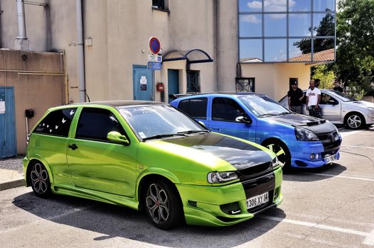 Car tuning exhibition in Saint-Christole-les-Ales in the French department of Gard.