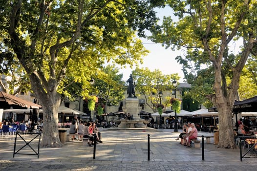 the main square of Aigues-Mortes, Camargue in the south-east of France.