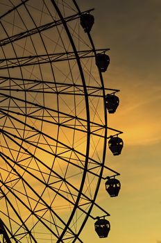 Sunset view of giant ferris wheel in the Philippines