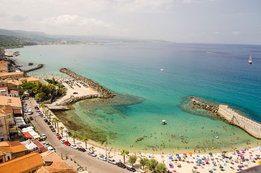 Panoramic bird-view of Pizzo Calabro coastline, South of Italy