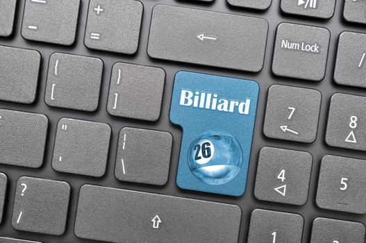 Blue billiard on keyboard