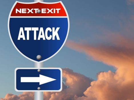 Attack road sign