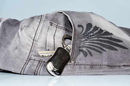 Retro FIltered Set Of Apartment Or Car Keys In Silver Jeans Pocket