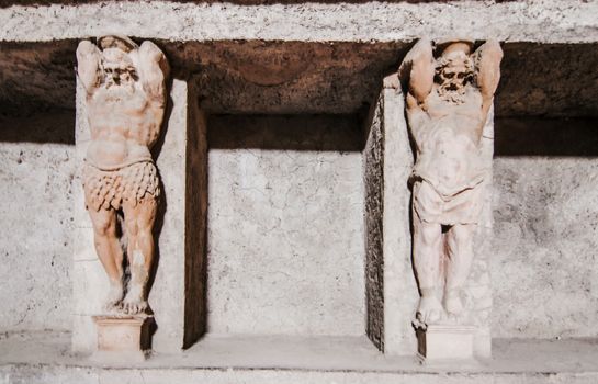 Statues in the archeologic ruins of Pompeii in Italy