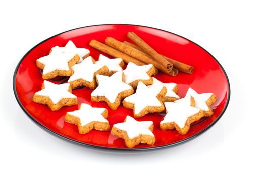 christmas cinnamon star cookies isolated on white