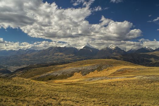 Picturesque view of clouds casting shadows on Peruvian Cordillera Negra