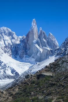 Breathtaking view of high mountains in Los Glaciares National Park            