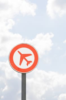 Isolated road sign with sky in background.