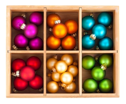 Beautiful packaged Christmas balls, close up