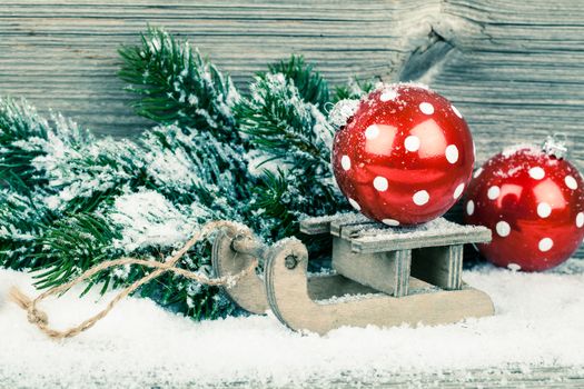 Christmas decoration over wooden background