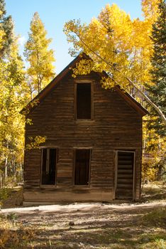 Wood cabin in Colorado mountains