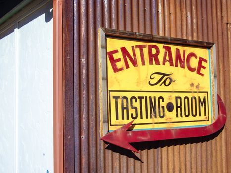 Tasting Room sign in California wine country