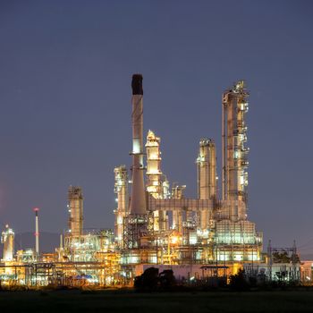 Panorama Oil Refinery Plant at night