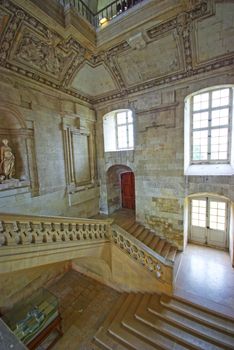 Beautiful staircase in the Castle of Blois.