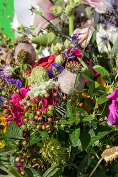 beautiful bouquets of flowers and herbs 